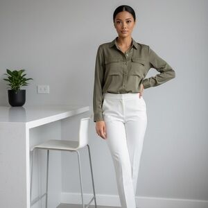 Michael Kors Satin Finish Utility Blouse